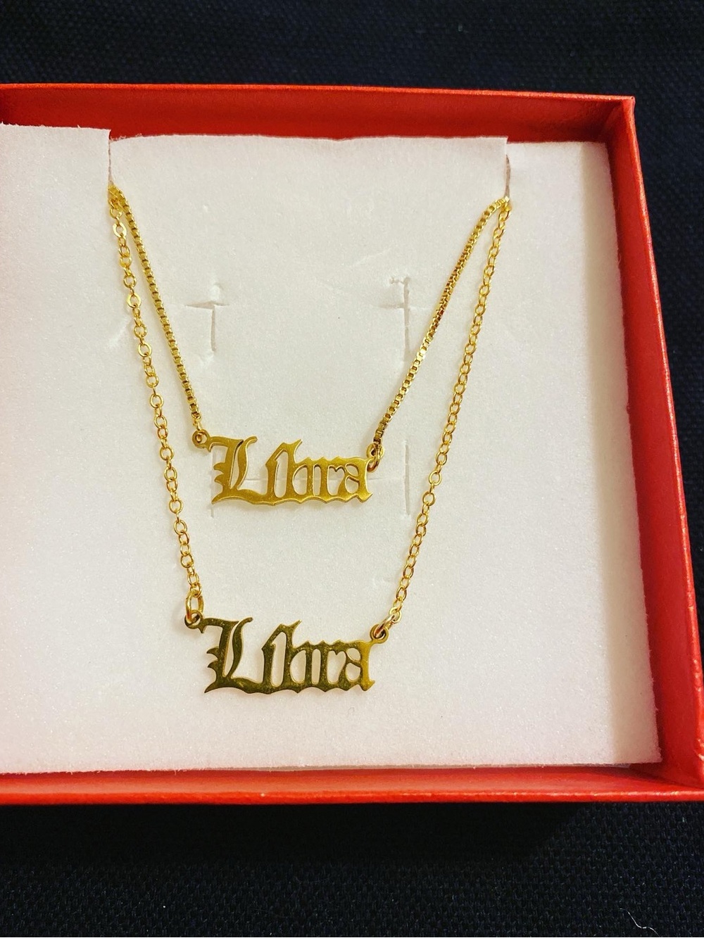 Gold Libra Layered Nameplate Necklace and Bracelet Women Jewelry